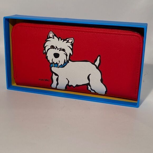 1363 Marc Tetro Westie Red Zippered Clutch Wallet NWT - Picture 8 of 11